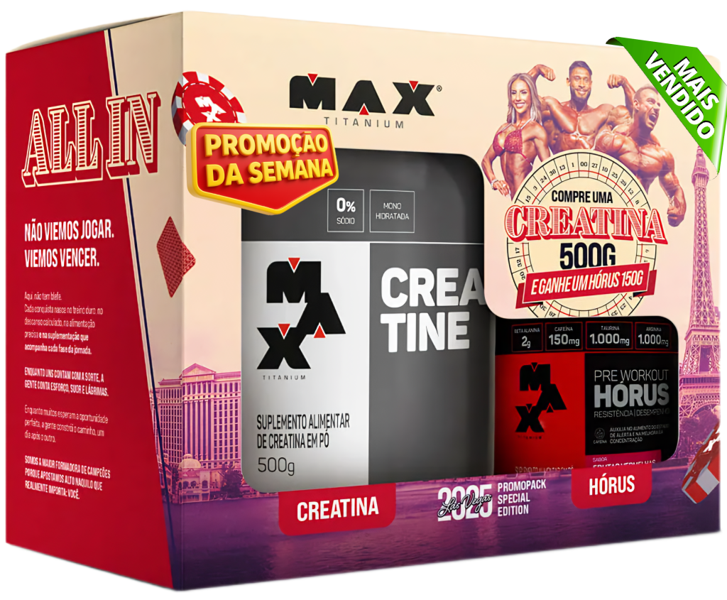 Kit Creatina 500g  100% Pura + Hórus 150g limão (Max Titanium)