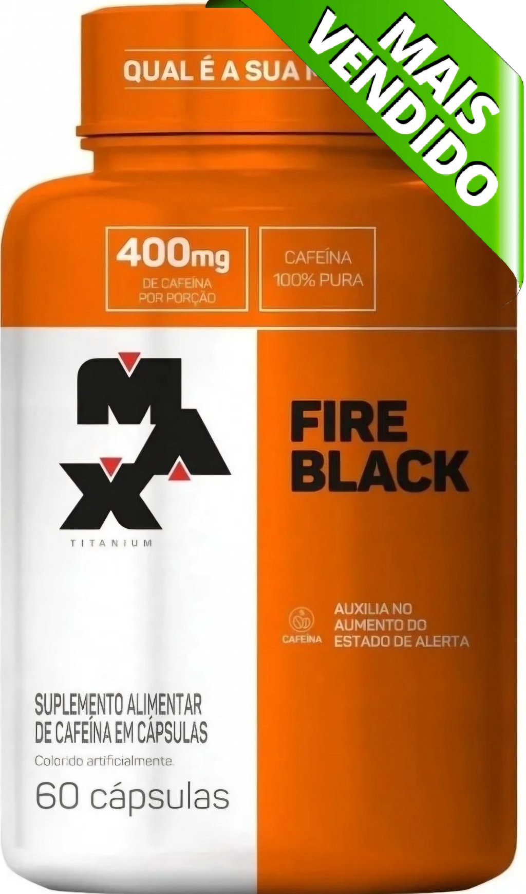 FIRE Black Cafeína (Max Titanium) Termogênico 200mg de cafeina pura por Cápsula
