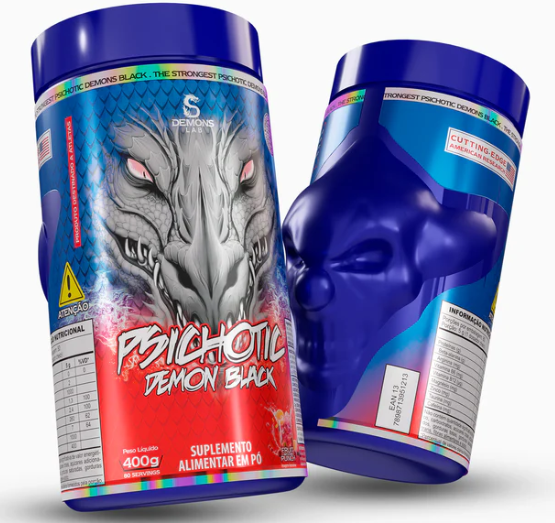 Pré Treino Psichotic Demon Black (Demons Lab) Com Beta Alanina, 400mg de cafeína por dose