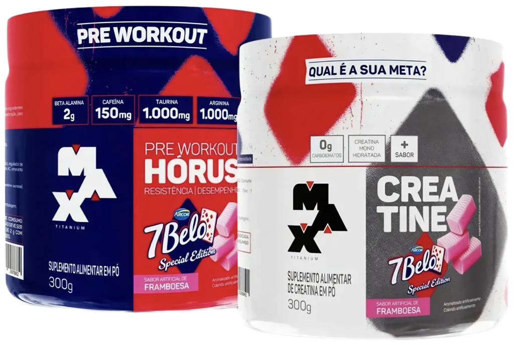 Kit Hórus 300g + Creatina 300g  (Max Titanium) Sabor 7 Belo