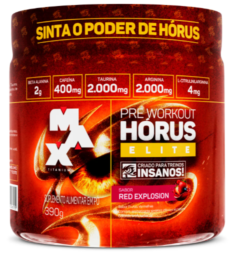 Hórus Elite (Max titanium) Com Beta Alanina, 400mg de cafeína por dose