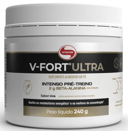 V-Fort  Ultra (Vitafor) Com Beta Alanina, 200mg de cafeína por dose