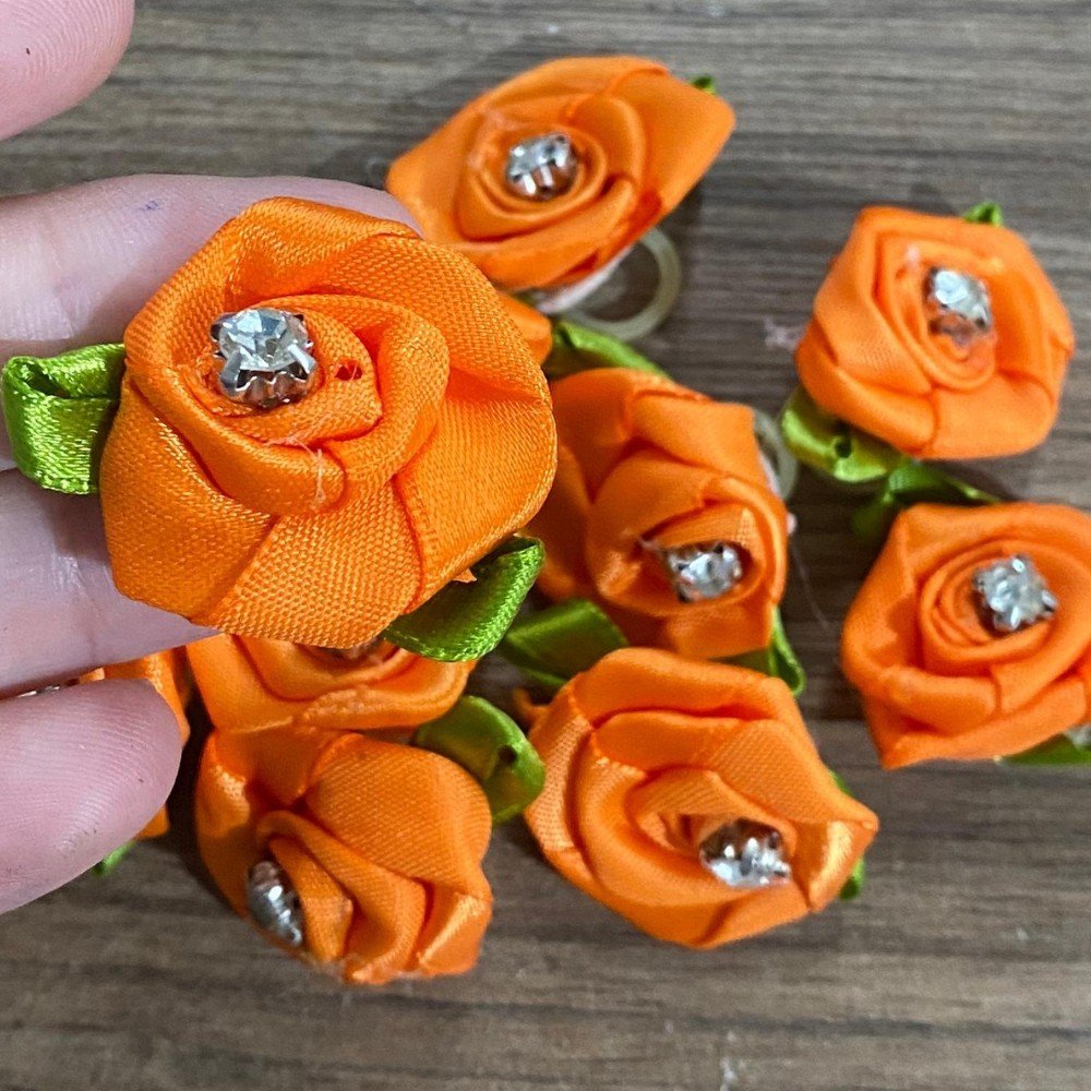 Laço Flor Adesiva Laranja