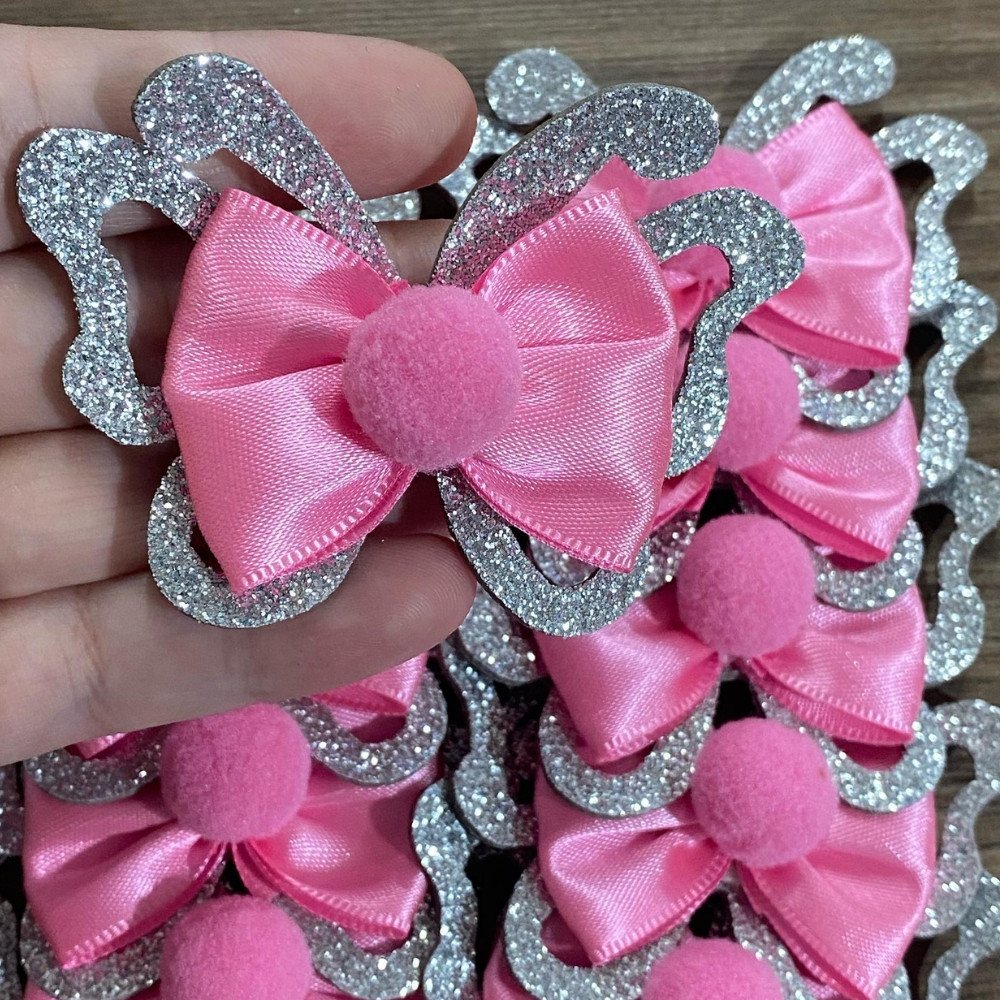 Laço Amarrador Rosa com Borboleta