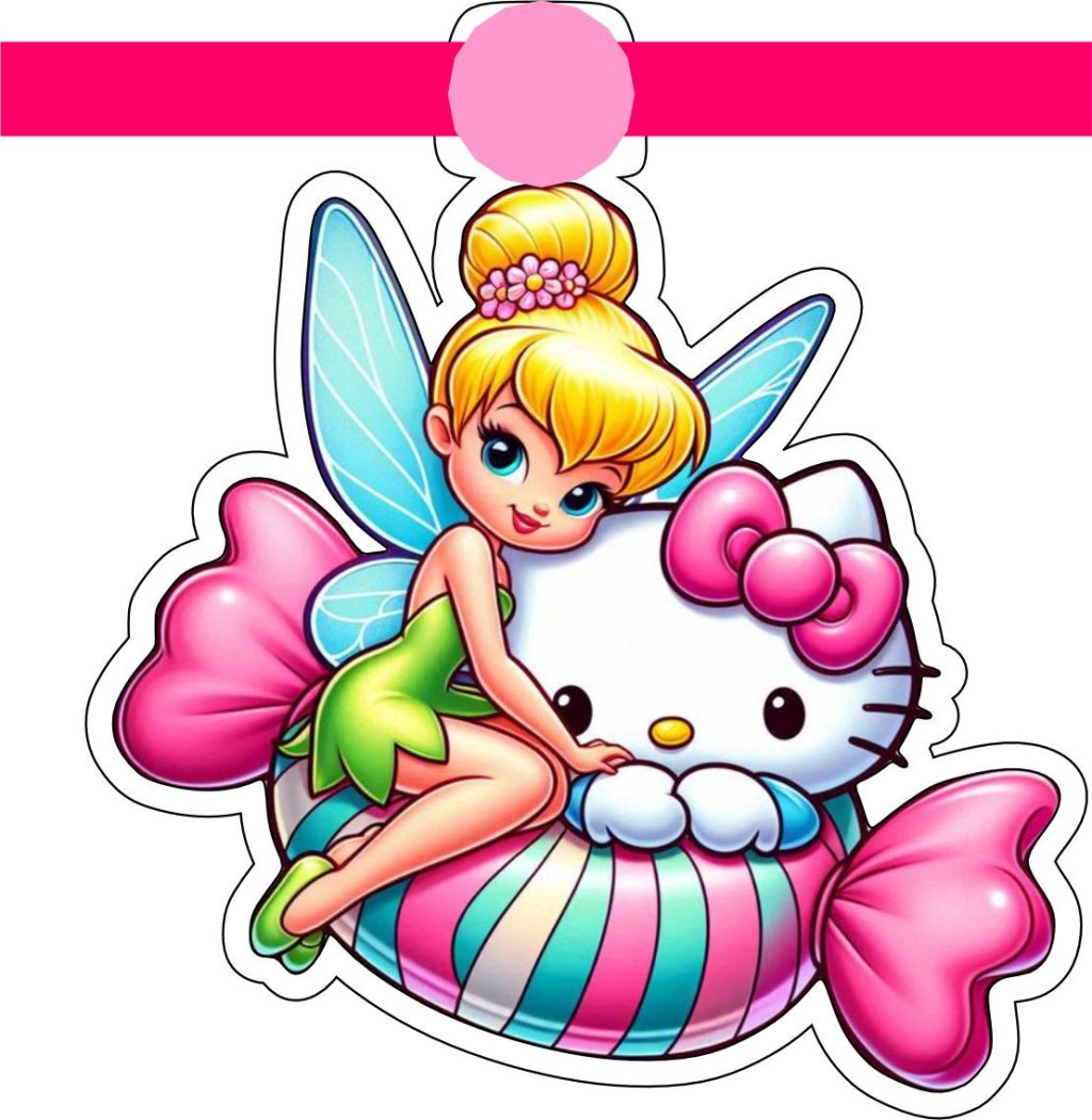 Gravata Sininho e Hello Kitty