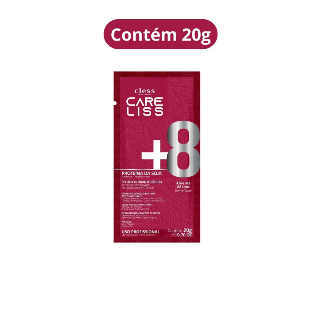 Pó Descolorante 20g Care Liss Proteina da Soja 8 tons - Pó Azul