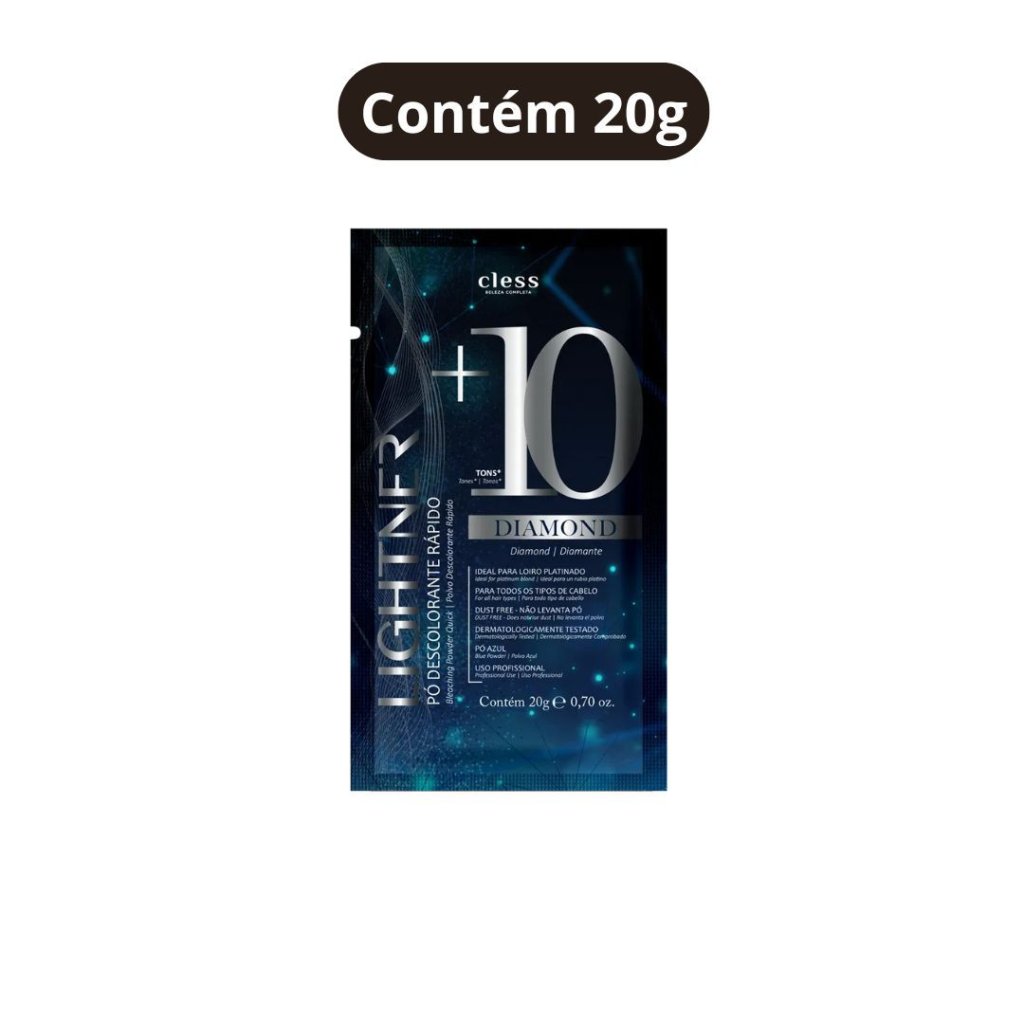 Pó Descolorante 20g Lightner Diamond 10 tons - Pó Azul