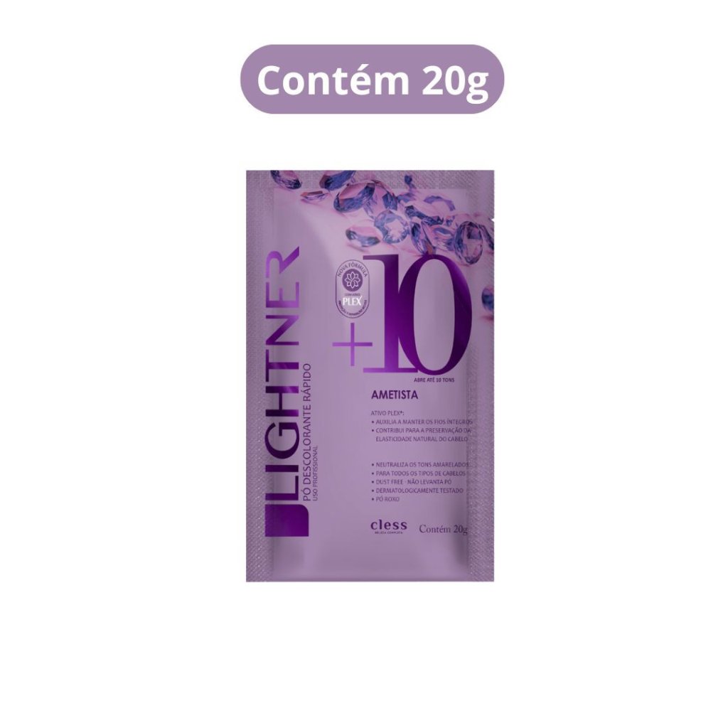 Pó Descolorante 20g Lightner Ametista 10 tons - Pó Roxo