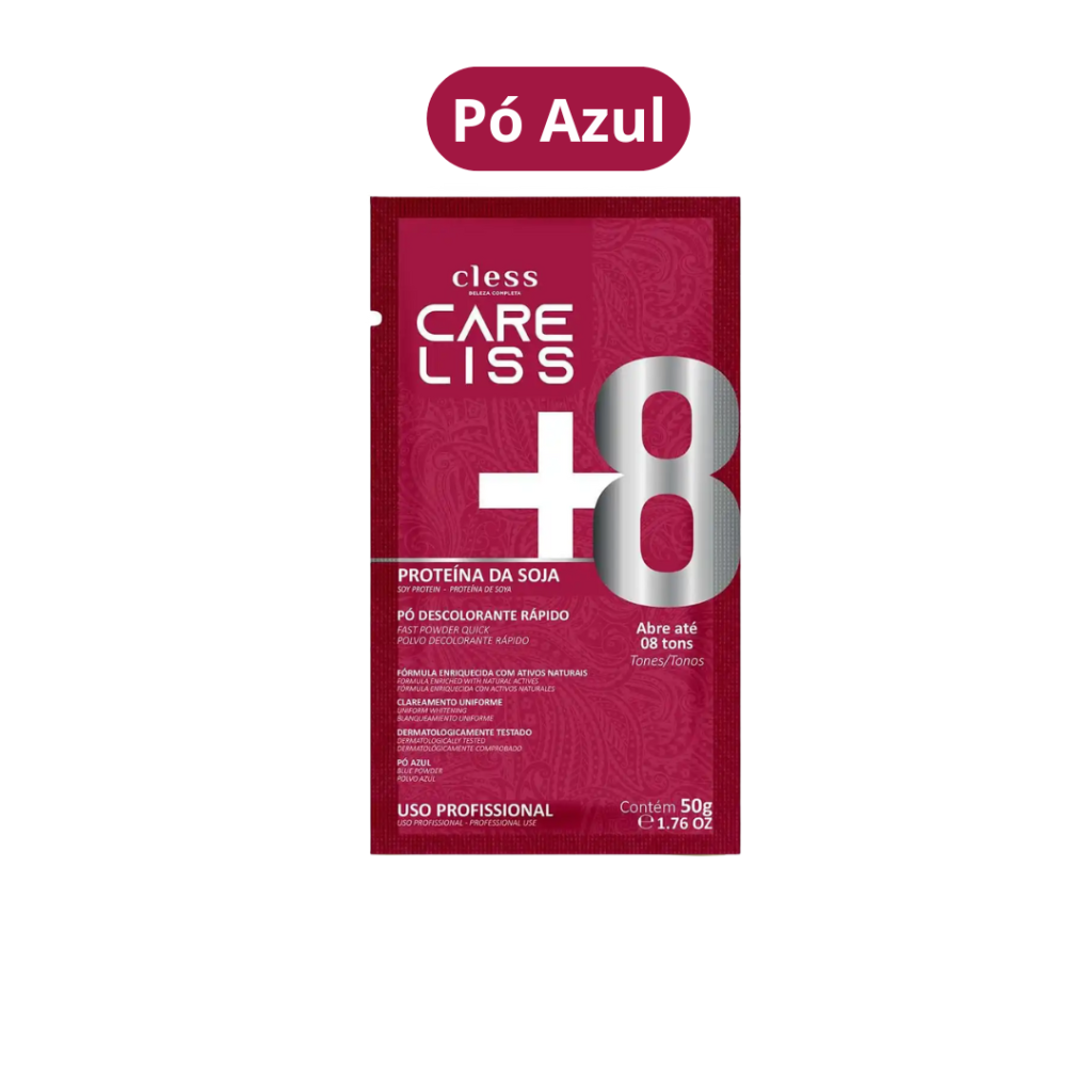 Pó Descolorante 50g Care Liss Proteína Da Soja 8 tons - Pó Azul