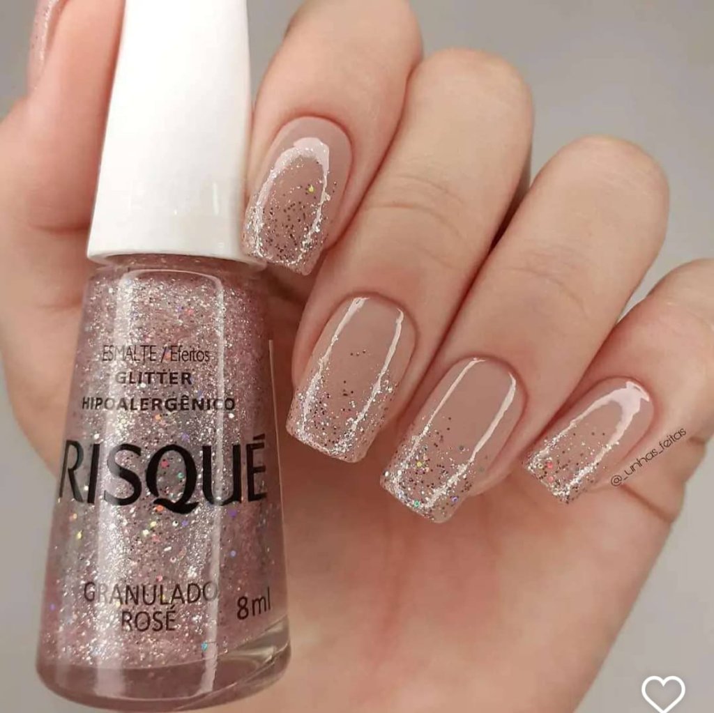 Esmalte Glitter Risqué Granulado Rosé 