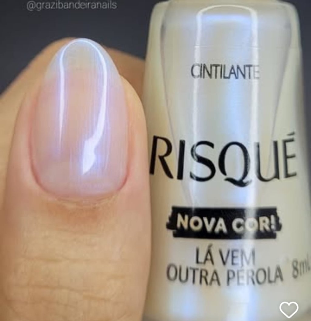 Esmalte Branco Risqué Lá Vem Outra Pérola 