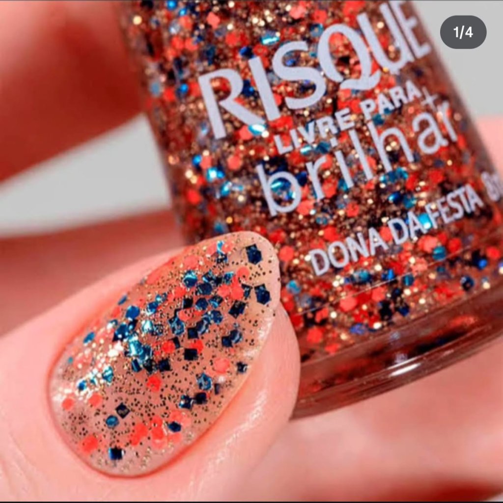 Esmalte Glitter Risqué Dona da Festa 