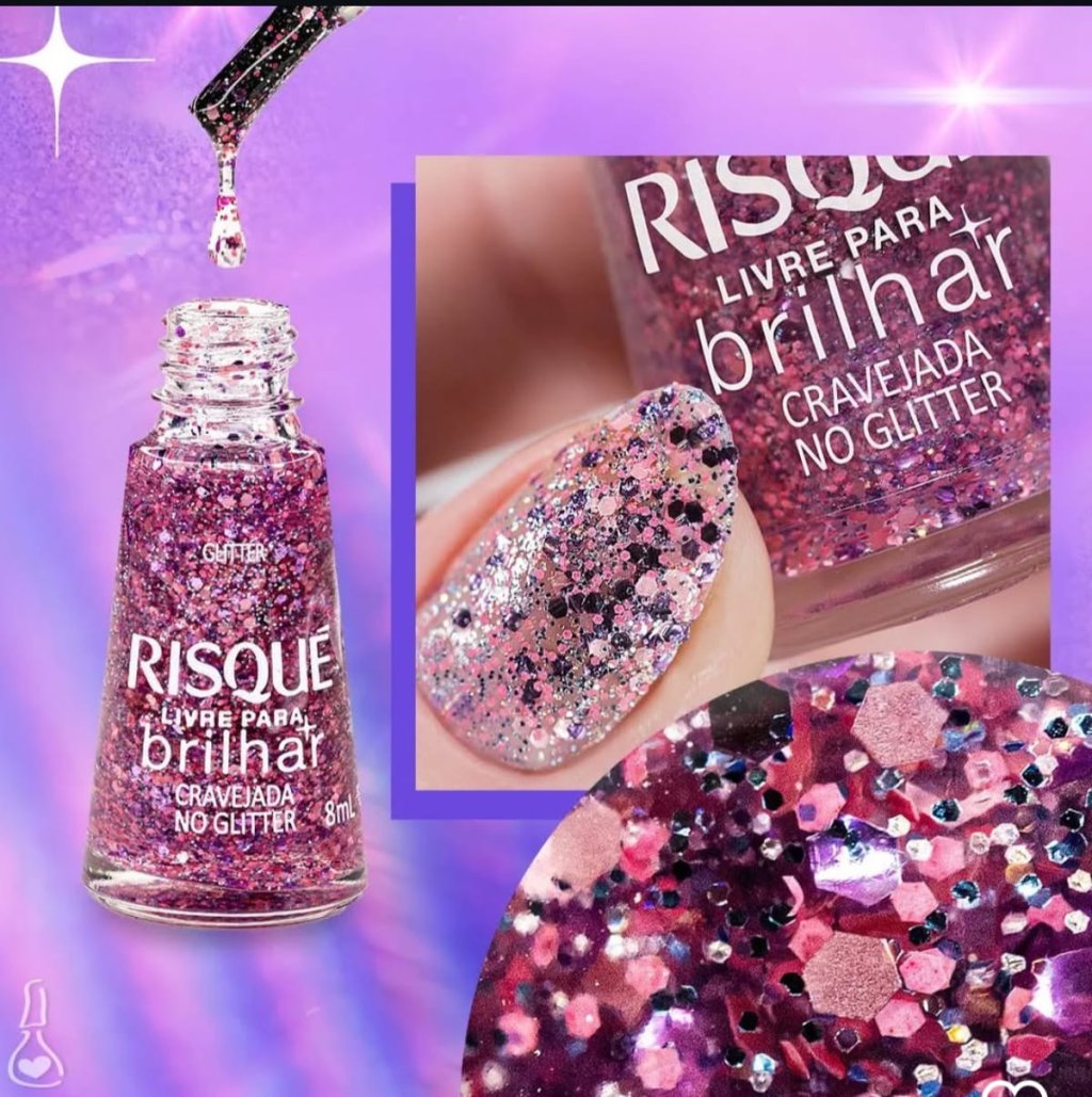 Esmalte Glitter Risqué Cravejada no Glitter 