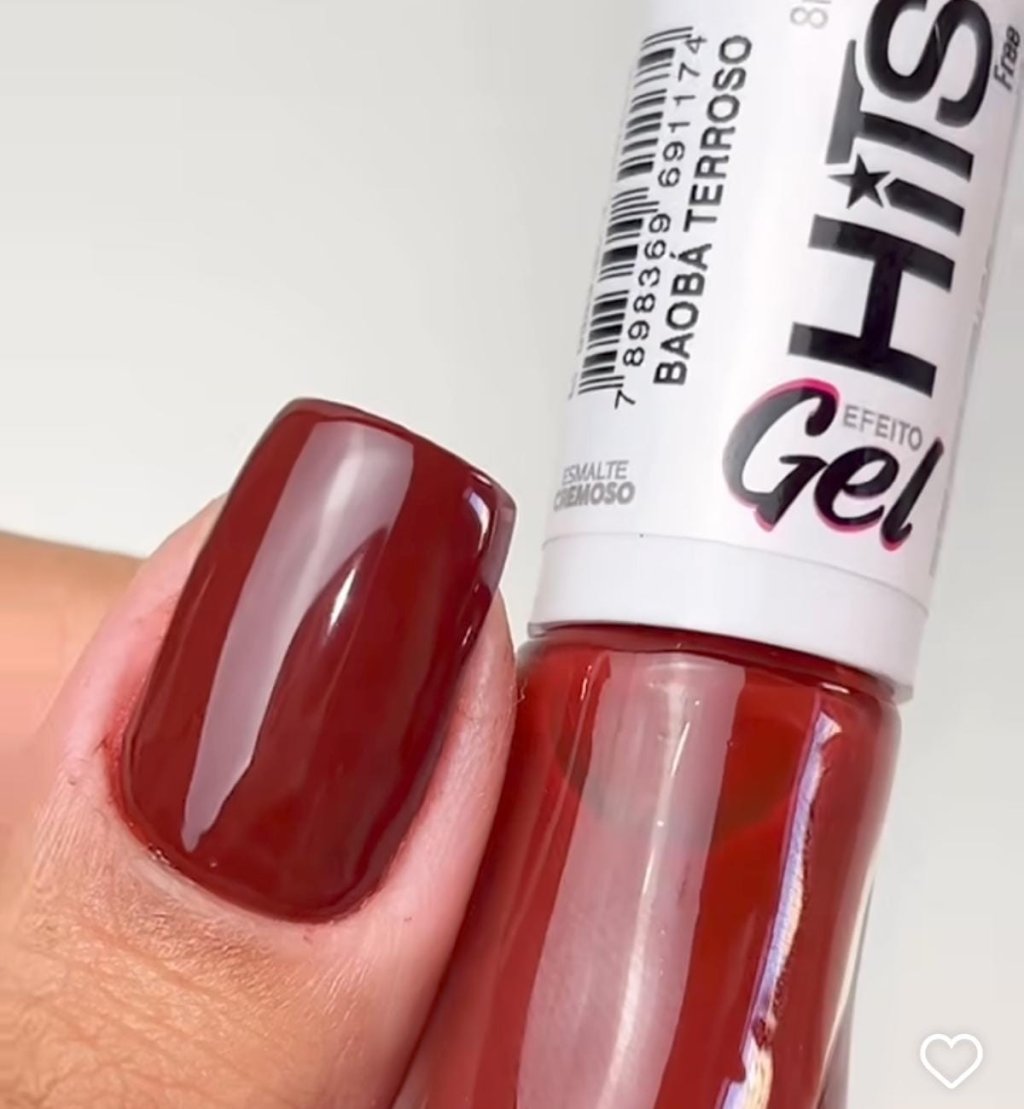 Esmalte Vermelho Hits Gel Baobá Terroso 