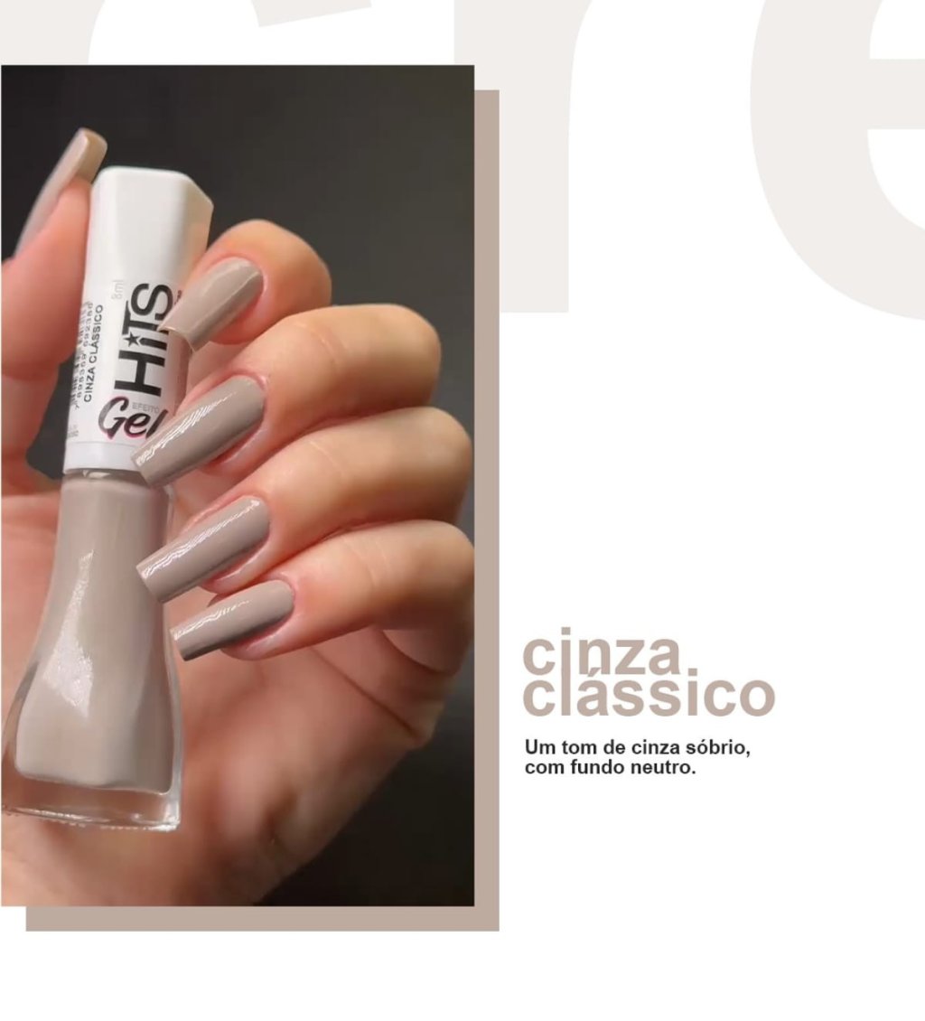 Esmalte Nude Hits Gel Cinza Clássico 