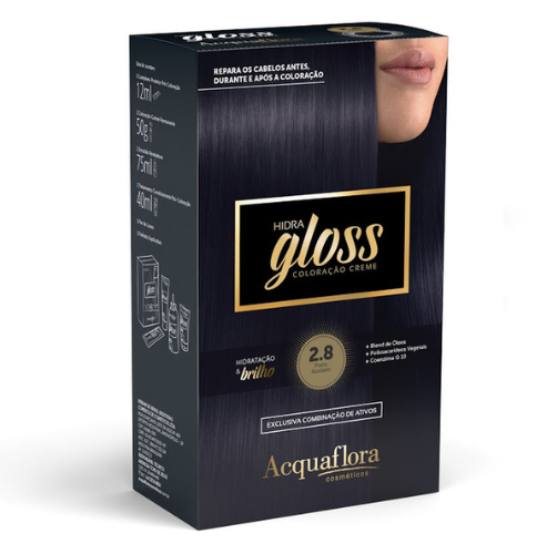 Tinta Preto Azulado Kit Acquaflora Hidra Gloss 2.8 