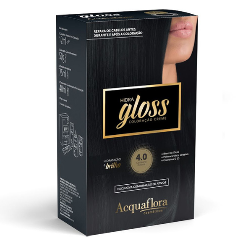 Tinta Castanho Médio Kit Acquaflora Hidra Gloss 4.0 
