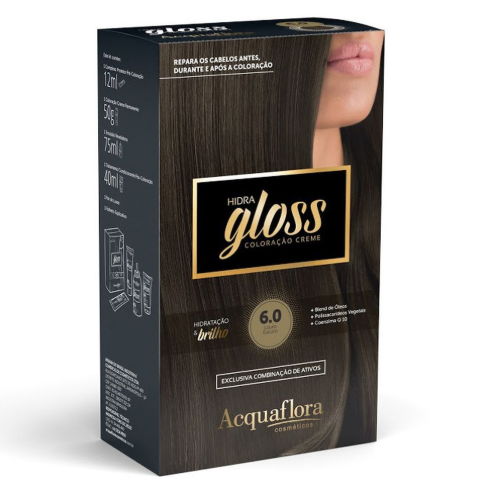 Tinta Loiro Escuro Kit Acquaflora Hidra Gloss 6.0