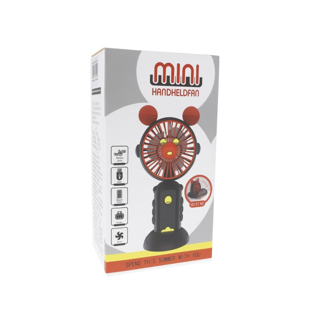 Mini Ventilador Preto/Vermelho Orelhas 
