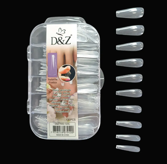 Unha Postiça D&Z Bailarina Transparente 120un