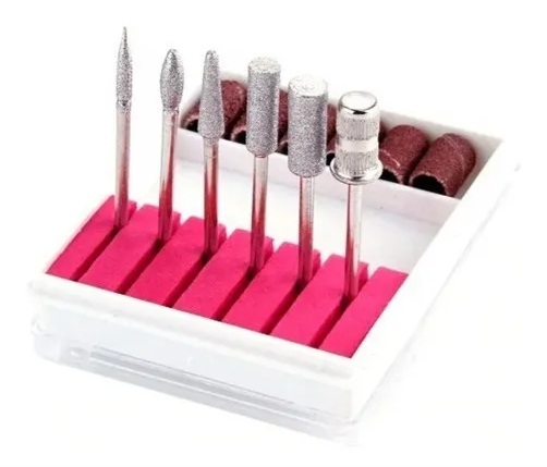 Kit 6 Brocas + 6 Refil Lixas P/ Lixadeira Elétrica Unhas Gel