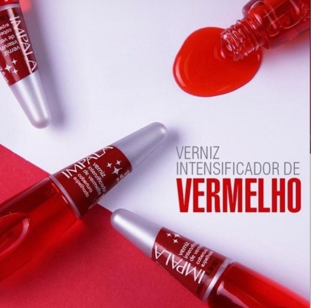 Esmalte Extra Brilho Impala Verniz Vermelho 