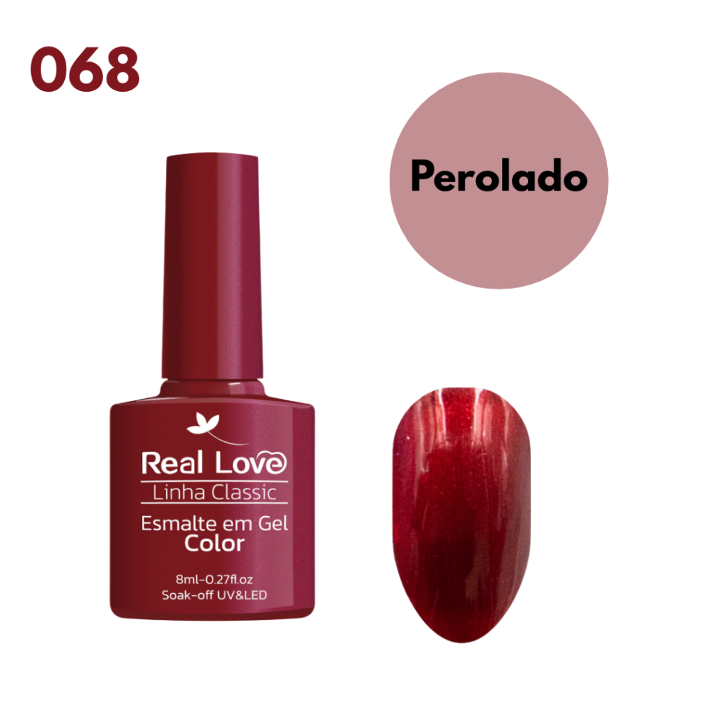 Esmalte UV Gel Real Love 8ml 068 Vinho PEROLADO