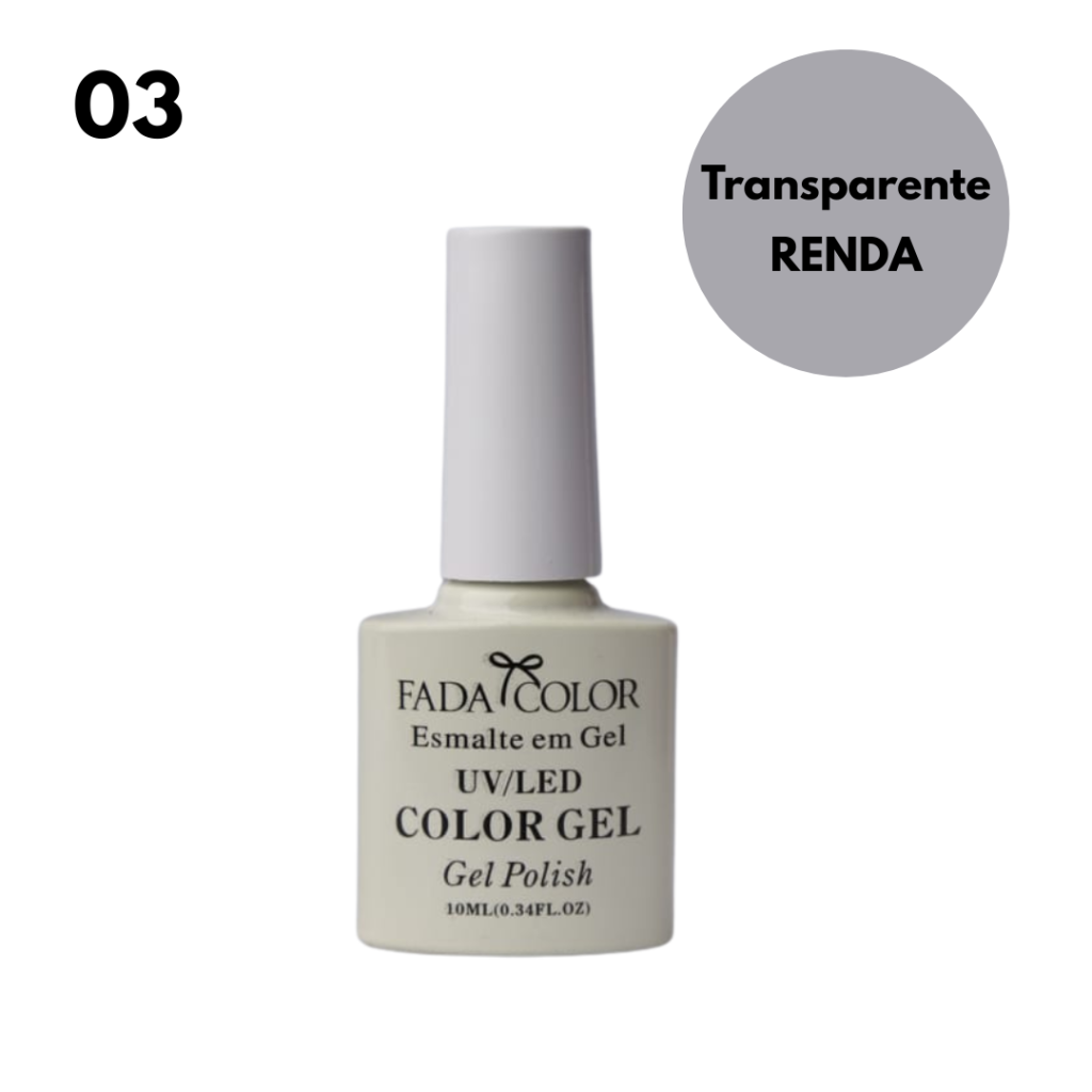 Esmalte UV Gel Fada Color 10ml 03 Transparente Renda