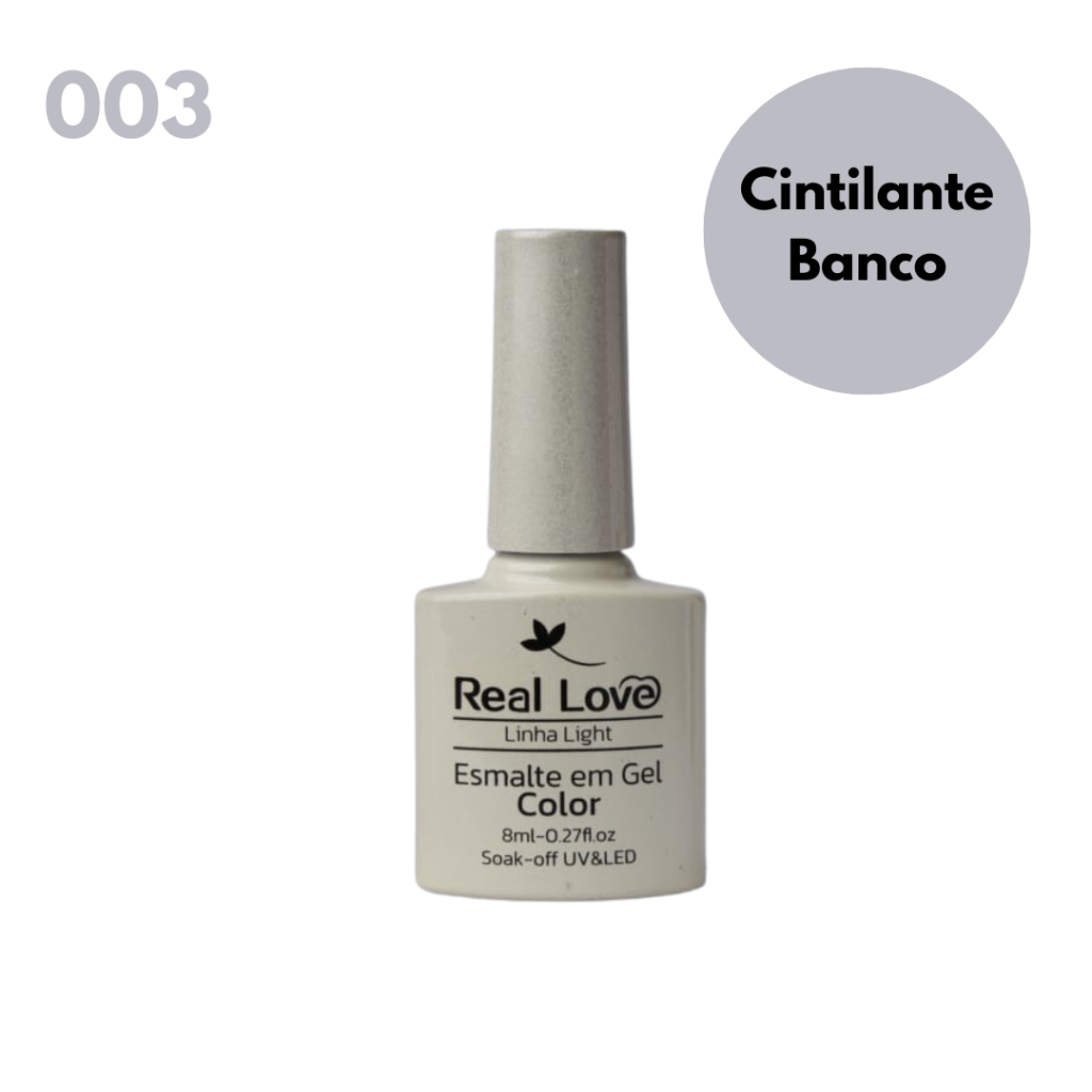 Esmalte UV Gel Real Love 8ml 003 Cintilante Branco