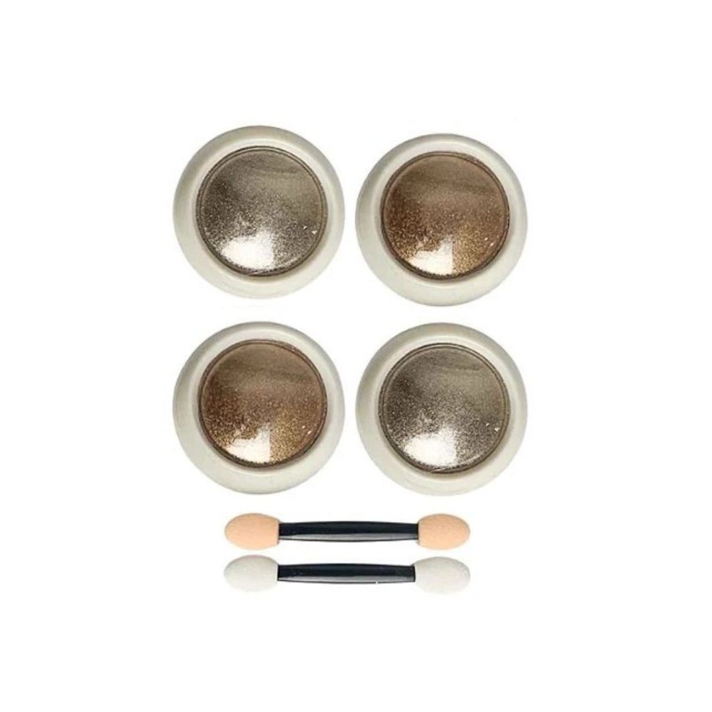 Kit Pó Cromado DOURADO com Pincéis