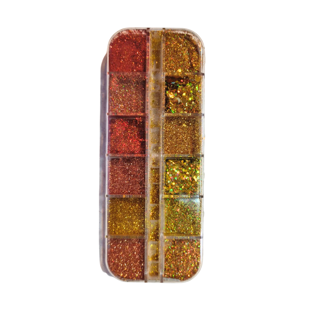Kit Glitter Dourado/Avermelhado 12 variações 