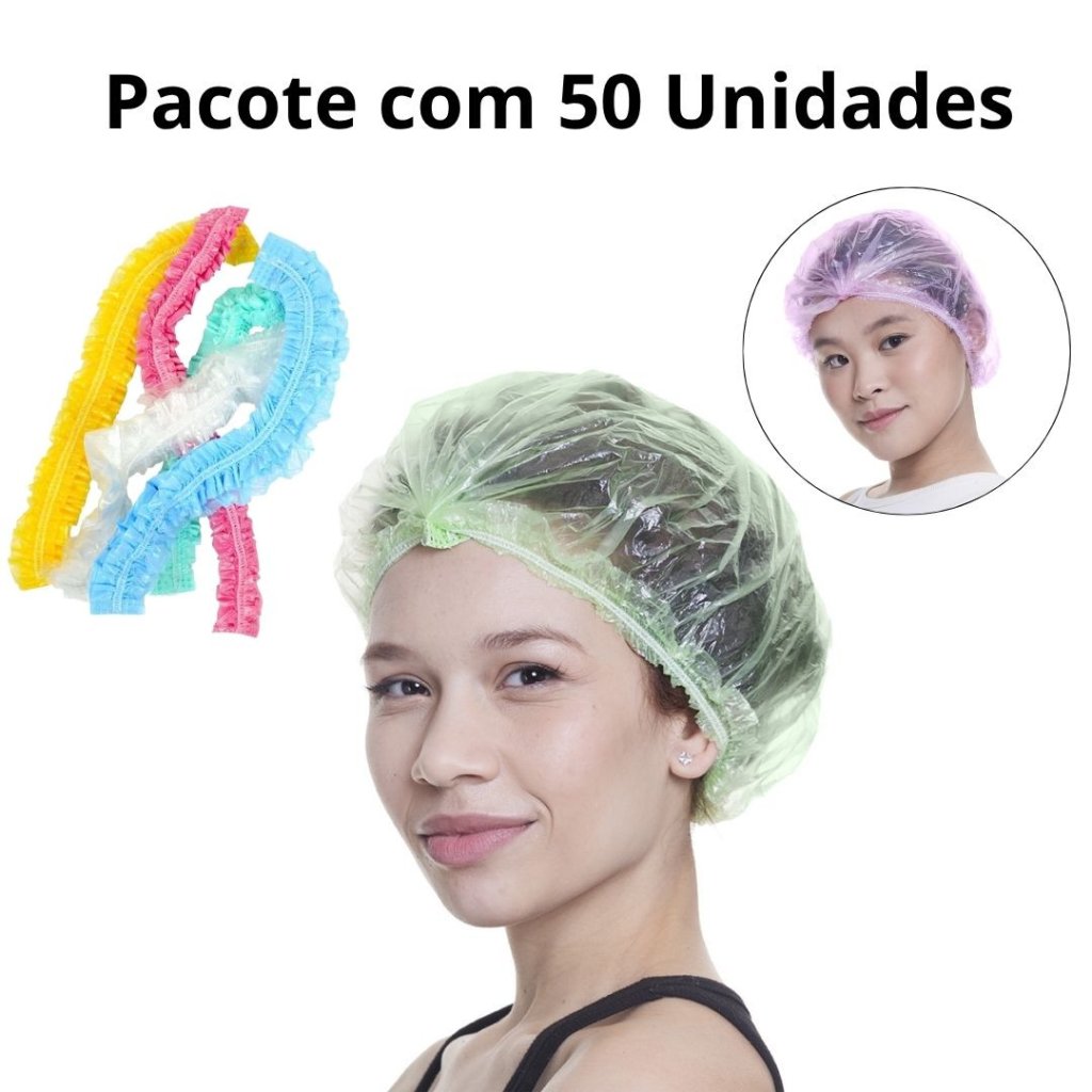 Pacote Touca Descartável Plastica Coloridas c/50 Unidades