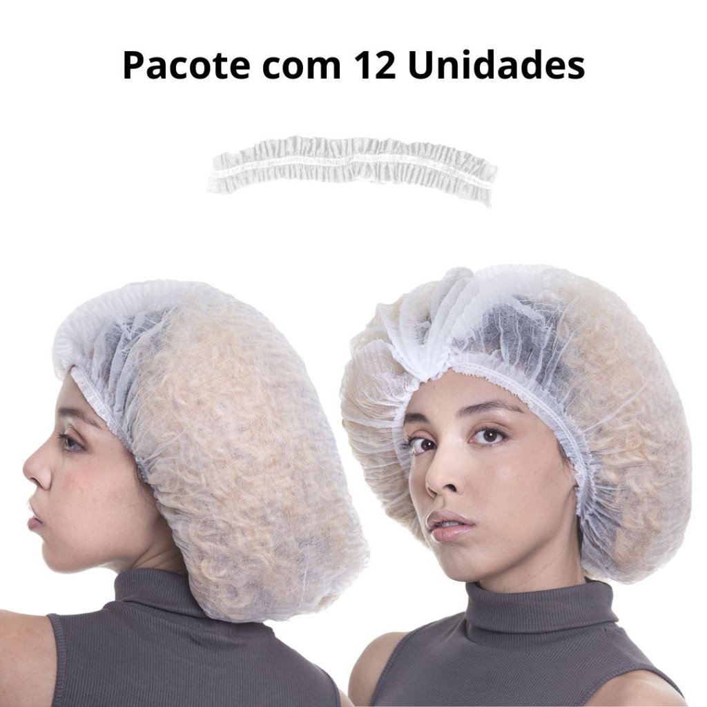 Touca Descartável TNT Cabelo volumoso Pacote 12un