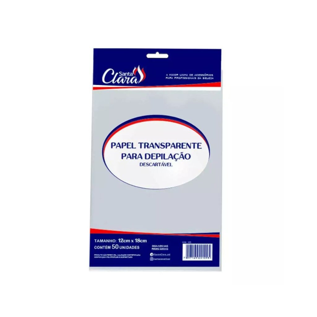 Papel Depilação P´lastico para Cera Fria 50 uni 12X18