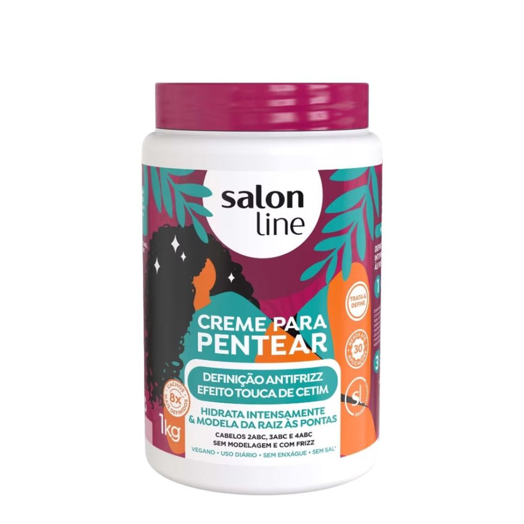 Creme de Pentear 1kg Salon Line Definição Antifrizz Efeito Touca de Cetim 