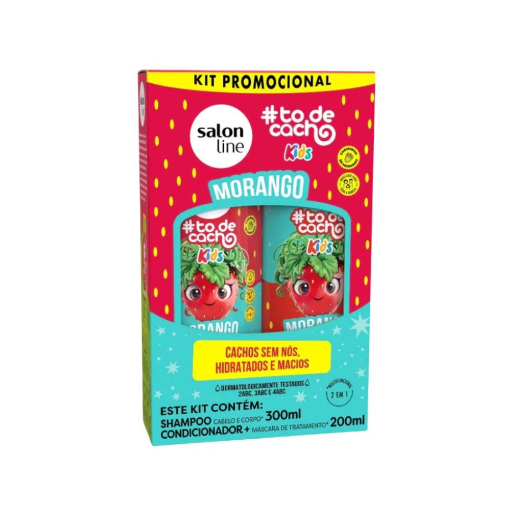 Kit Salon Line Shamp 300ml + Cond 200ml Kids Morango Cachos