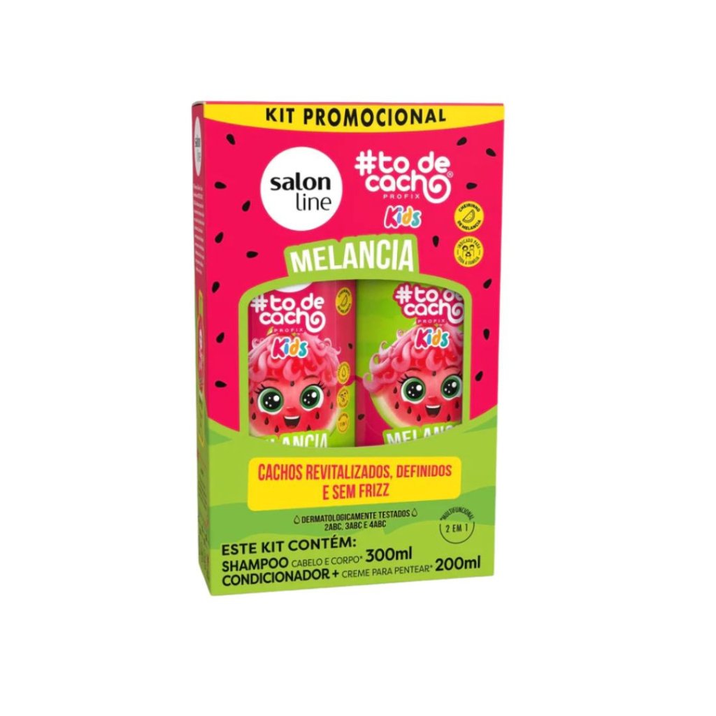 Kit Salon Line Shamp 300ml + Cond 200ml Kids Melancia Cachos