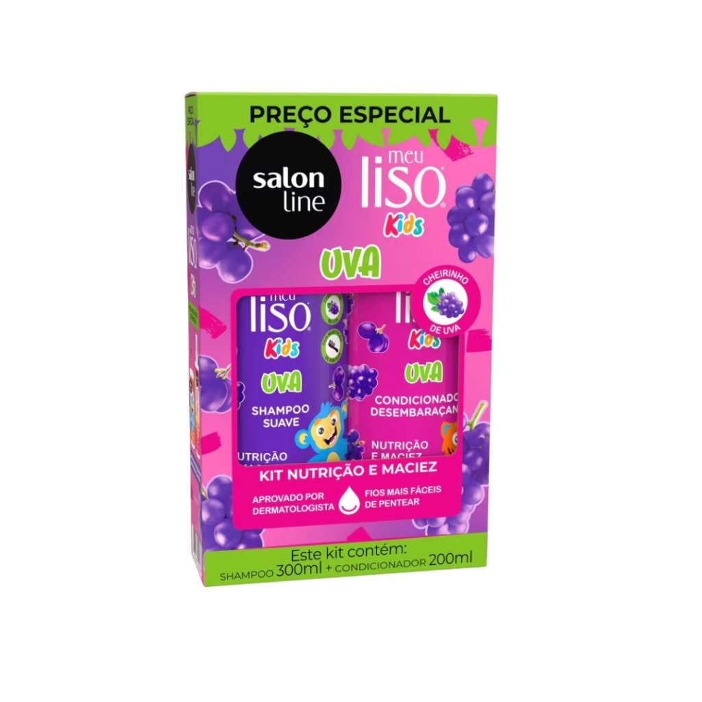 Kit Salon Line Shamp 300ml + Cond 200ml Kids Uva Liso
