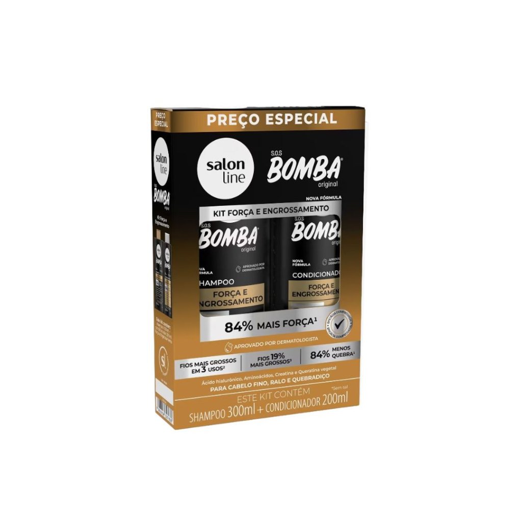 Kit Salon Line Shamp 300ml + Cond 200ml Força e Engrossamento