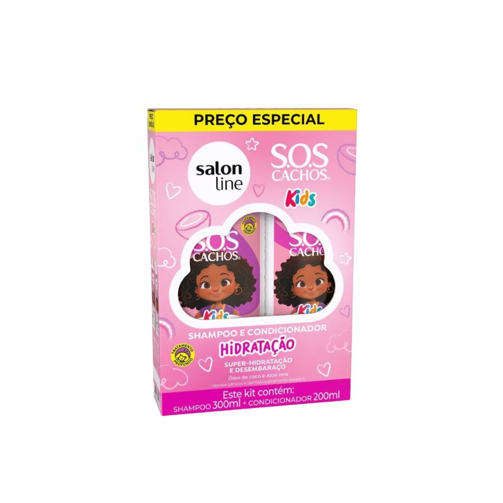 Kit Shamp 300ml + Cond 200ml SOS Cachos Kids Hidratação