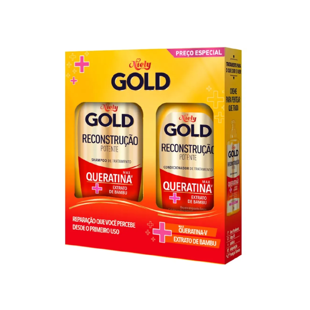 Kit Gold Shamp 275ml + Cond 175ml Reconstrução Potente