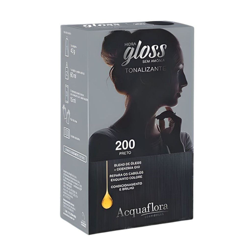Tonalizante Preto Hidra Gloss Acquaflora 200