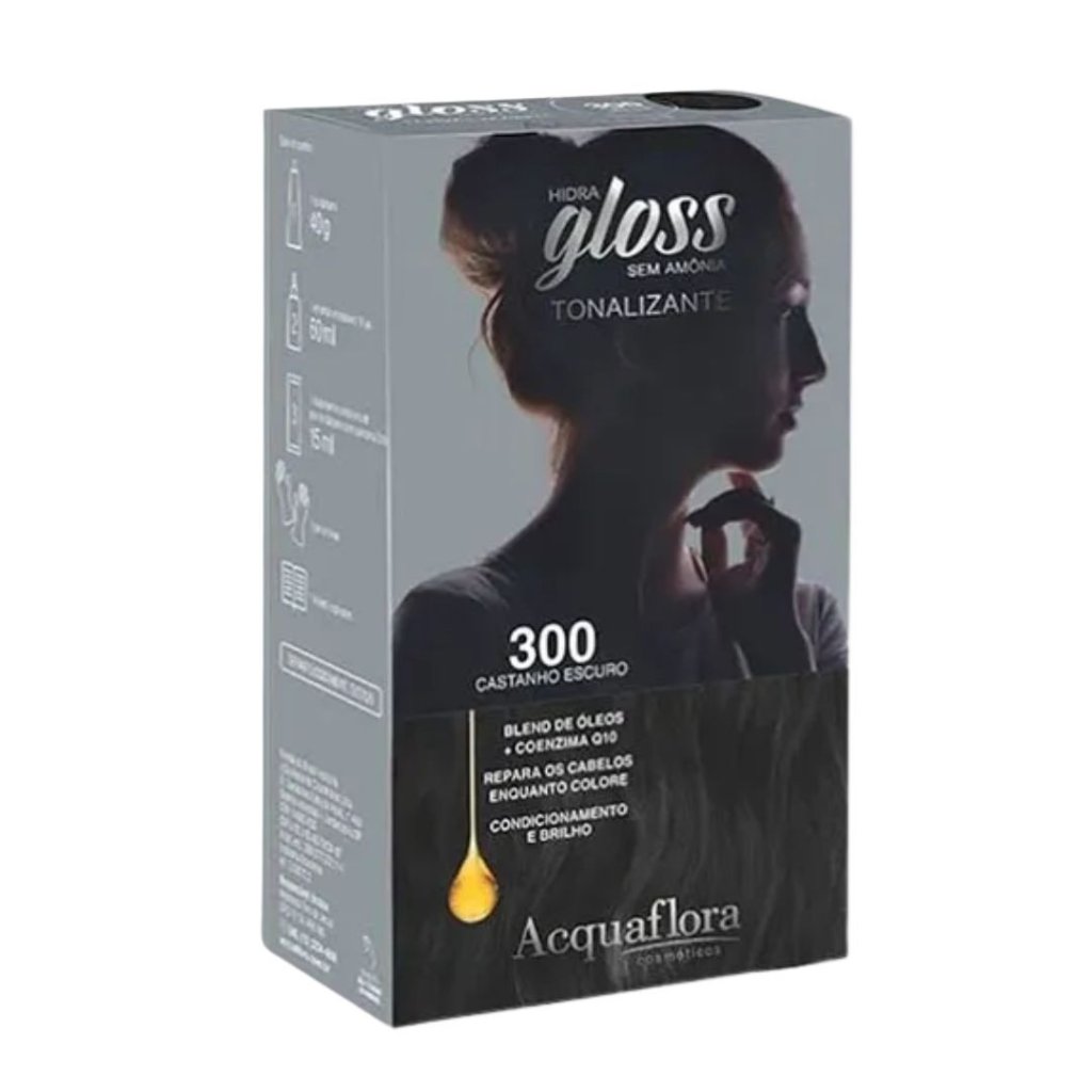 Tonalizante Castanho Escuro Hidra Gloss Acquaflora 300