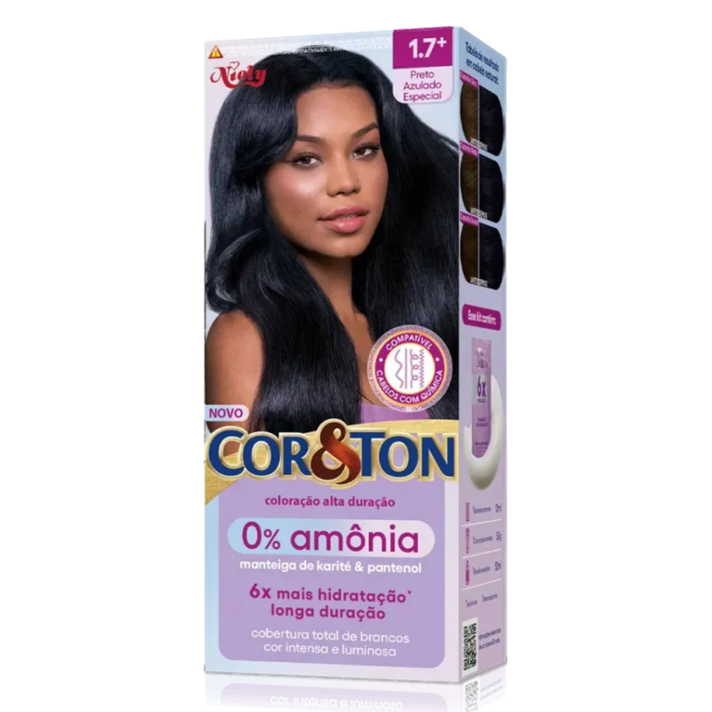 Tonalizante Preto Azulado Cor&ton 1.7+