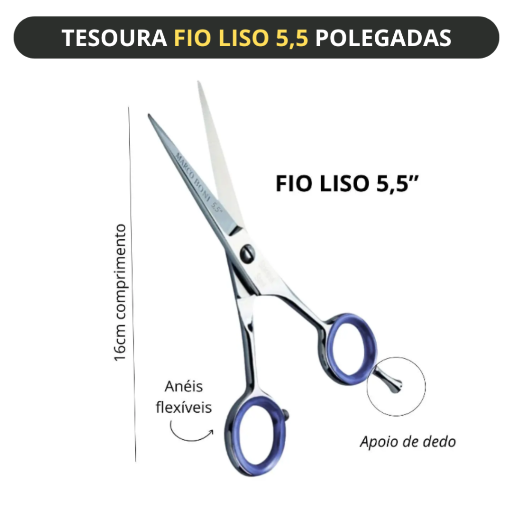 Tesoura Fio Liso 5,5 Polegadas Marco Boni 