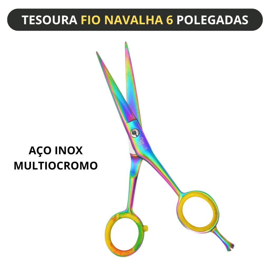 Tesoura Fio Navalha 6 Multicromo Santa Clara