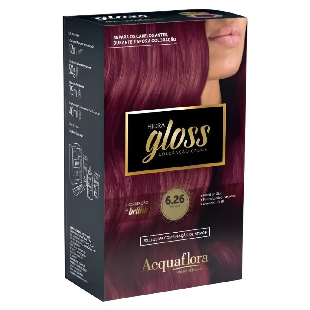 Tinta Marsala Kit Acquaflora Hidra Gloss 6.26