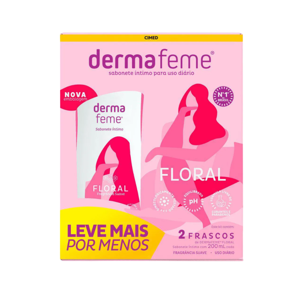 Kit com 2 Sabonetes Intimo Floral Dermafeme 200ml cada