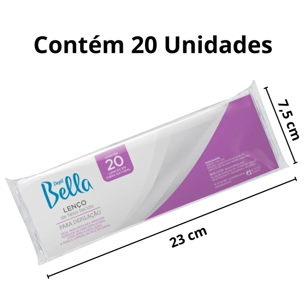 Lenços em Fibra Natural Depil Bella 20 Uni.