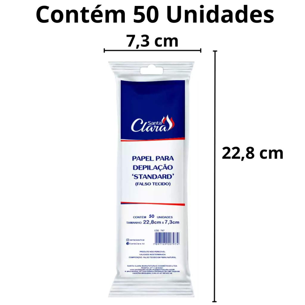 Papel Depilação Standart Falso Tecido 50 Un